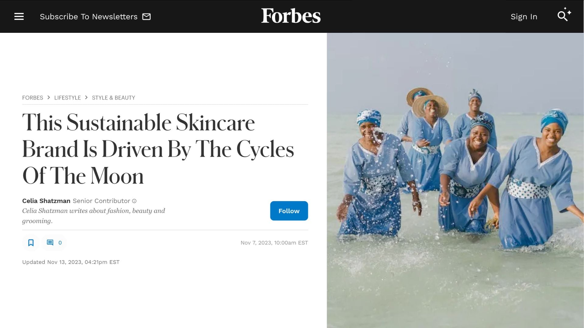 Style & Beauty Feature in Forbes’ Lifestyle Section