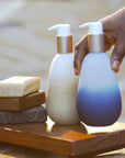 All four Mwani Zanzibar Products on a wooden block.