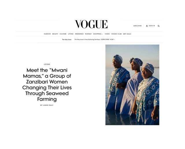 We are excited to share that Mwani Zanzibar is featured in @voguemagazine! 

And that's not all- we have just launched our skincare with retail partners @theconservatorynyc and @formulafig.

It was a joy to work with the wonderful creative team- thank you! 

And a big thanks to our local partners @xanadu_villas and @whitesandvillas of @relaischateaux 

https://www.vogue.com/article/mwani-mamas-zanibar-seaweed-farming

#pressmention #vogue #mwanizanzibar 

Photography by @leeannolwage 
Writing by @anniemdaly